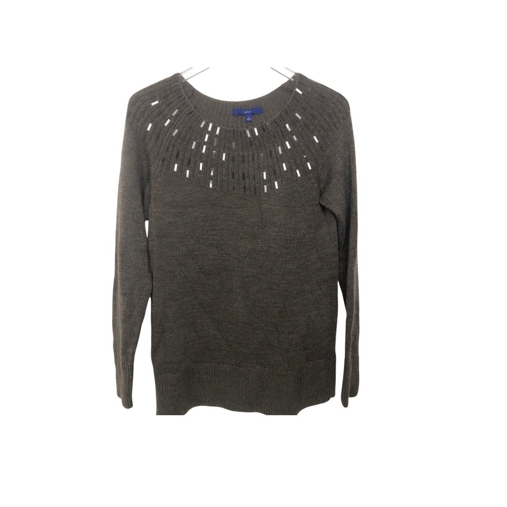 Apt 9 Gray knit sweater with sequins size L